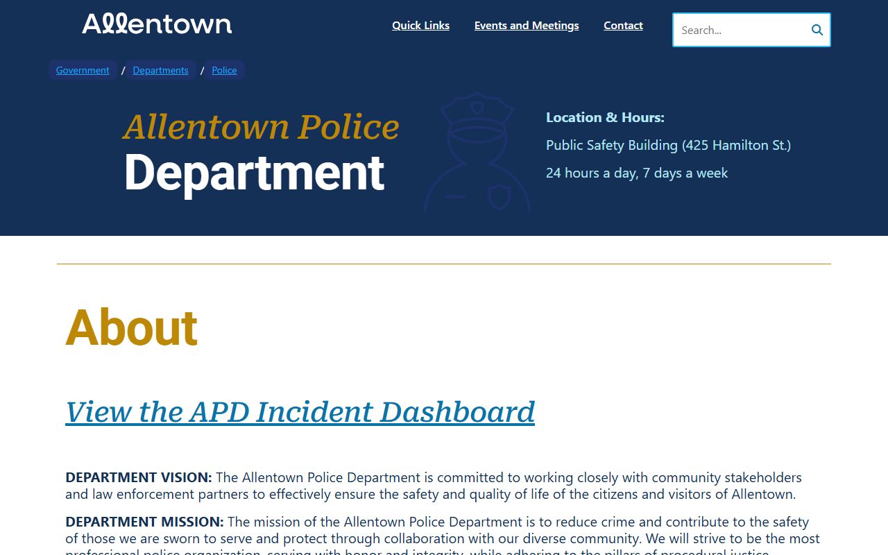 Allentown Police Department resources connected to the Allentown jail roster