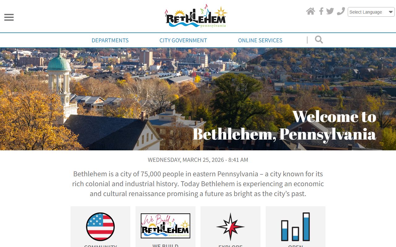 City of Bethlehem government website resources related to the Bethlehem jail roster