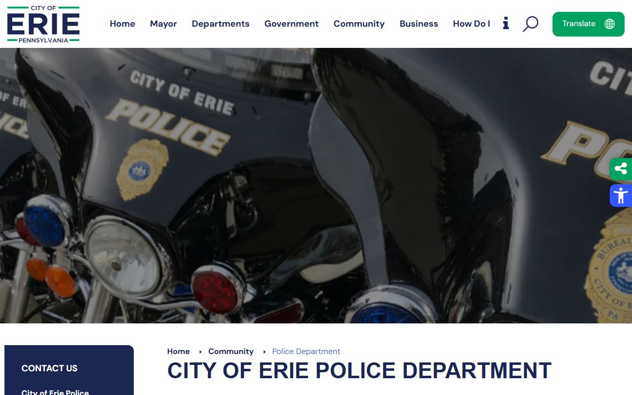 Erie Police Department resources connected to the Erie jail roster and inmate records