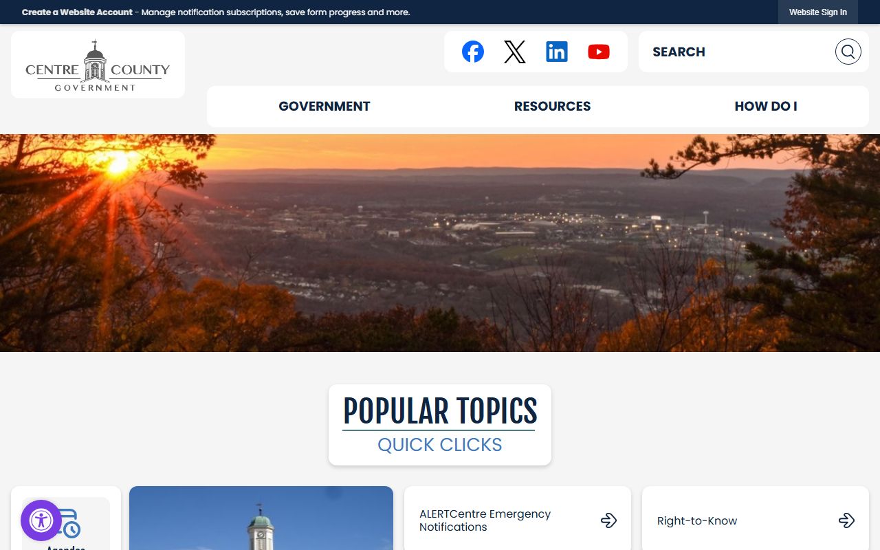 Centre County government website for jail roster and correctional facility records