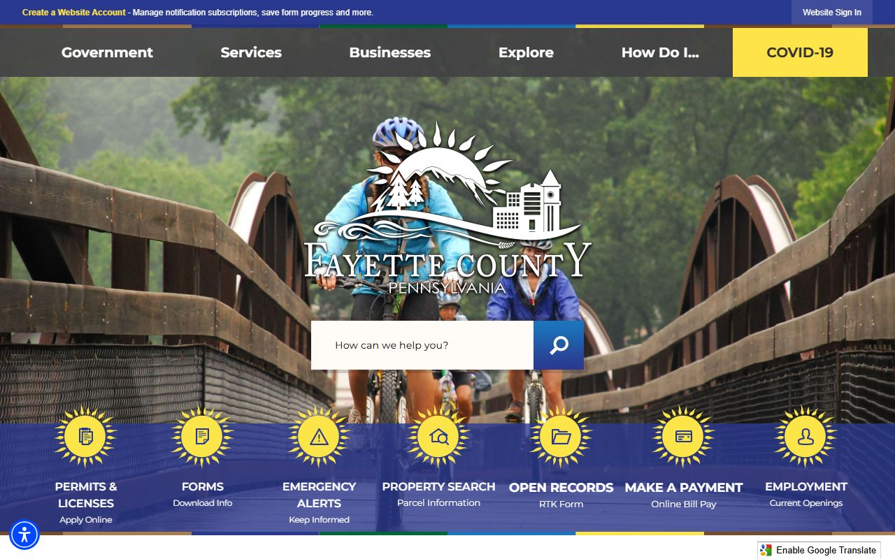 Fayette County government website for jail roster and inmate records in Pennsylvania