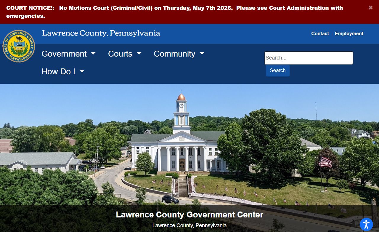 Lawrence County government website for jail roster and inmate information