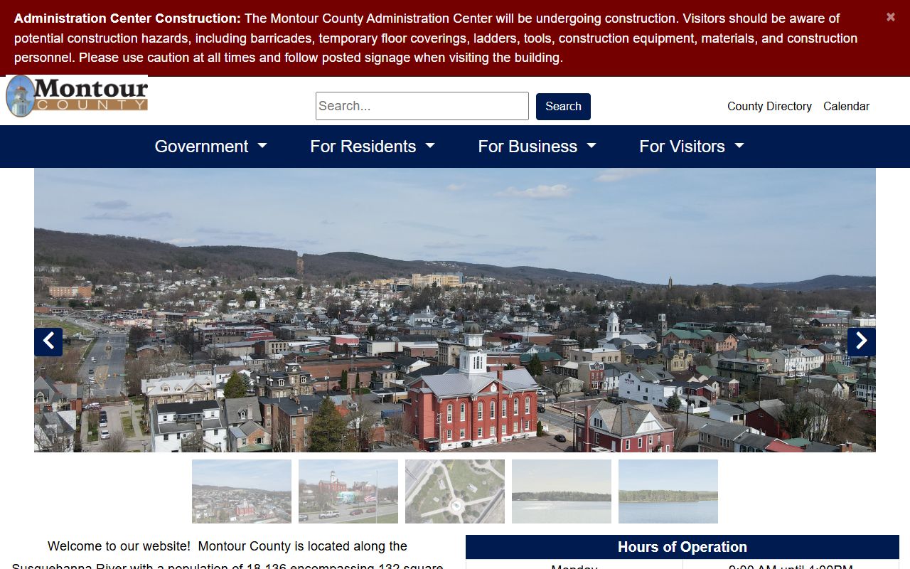 Montour County government website for jail roster and inmate records