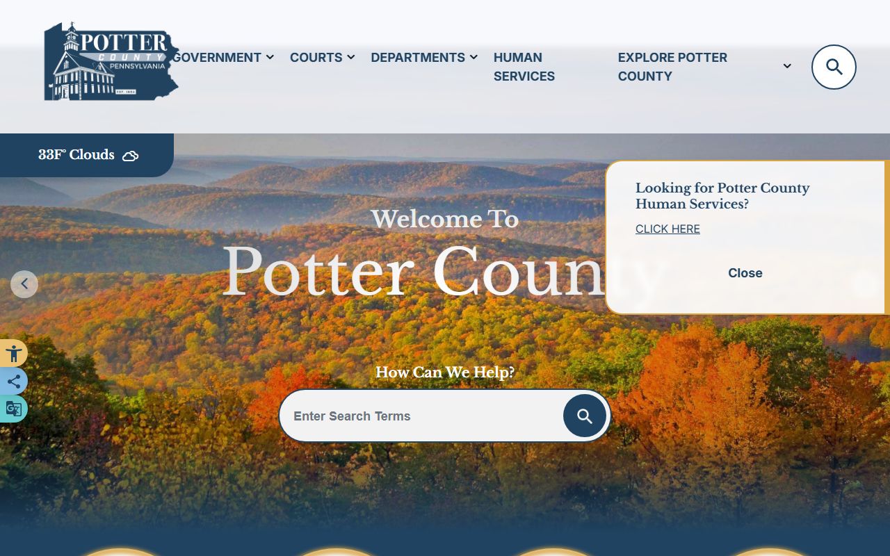 Potter County government website for jail roster and inmate records