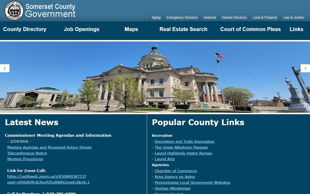 Somerset County government website for jail roster and inmate records