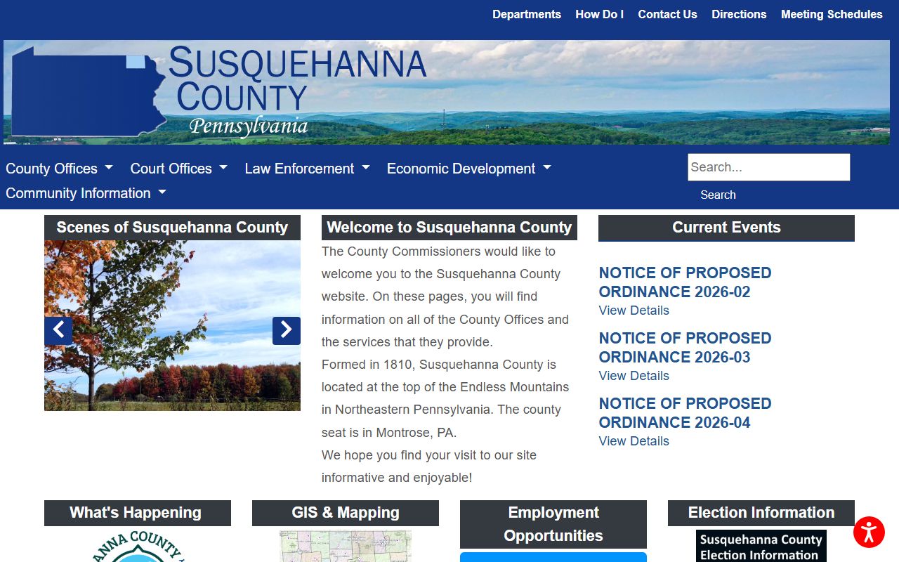 Susquehanna County Sheriff county government website for jail roster information