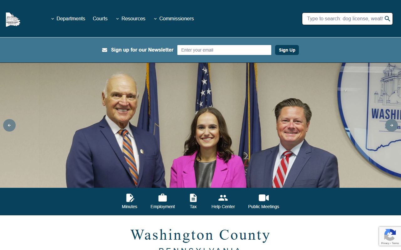 Washington County government website for jail roster and correctional facility information in Washington Pennsylvania