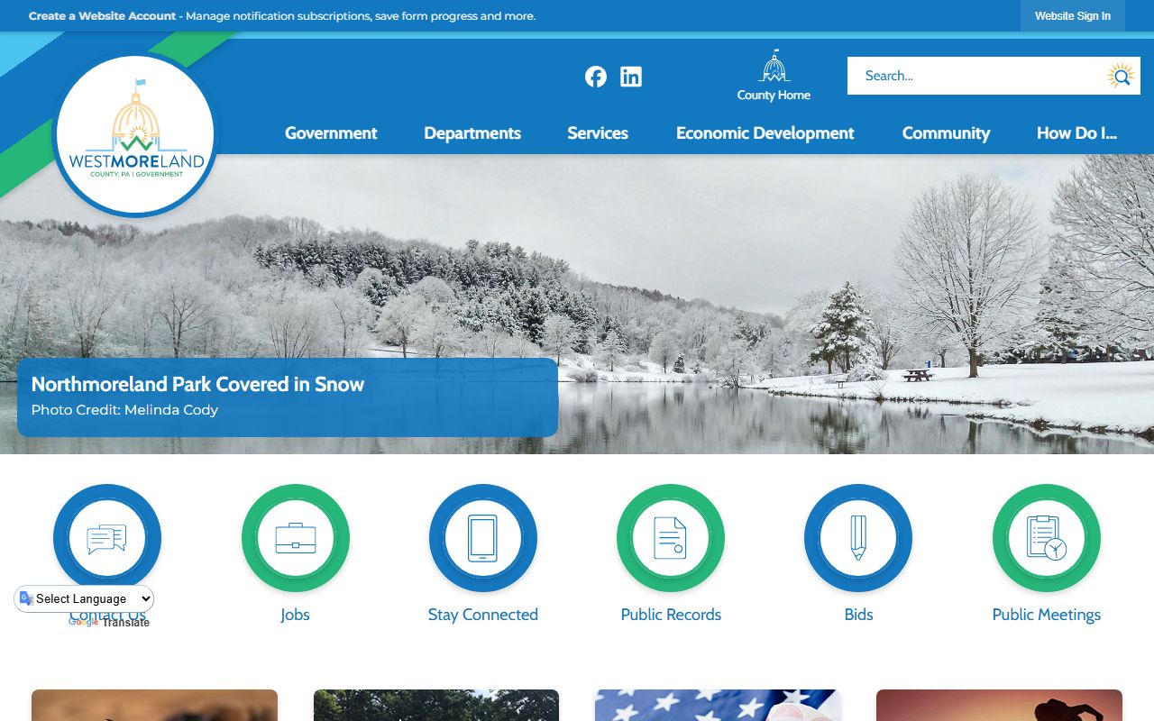 Westmoreland County government website for Westmoreland County jail roster information